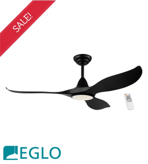 Eglo Noosa DC Motor 3 ABS Blade 60” Ceiling Fan with Dimmable Tricolour LED Light & Remote Control - Black